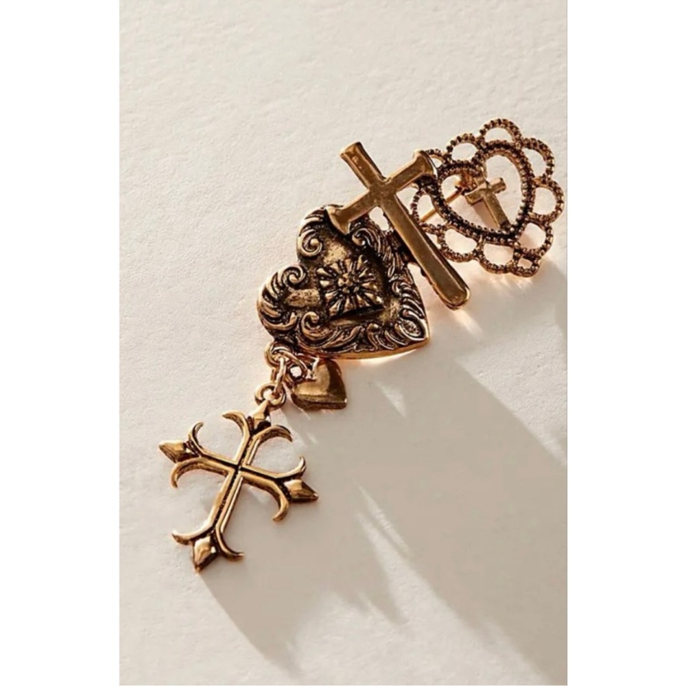 Free People Cross Heart Brooch